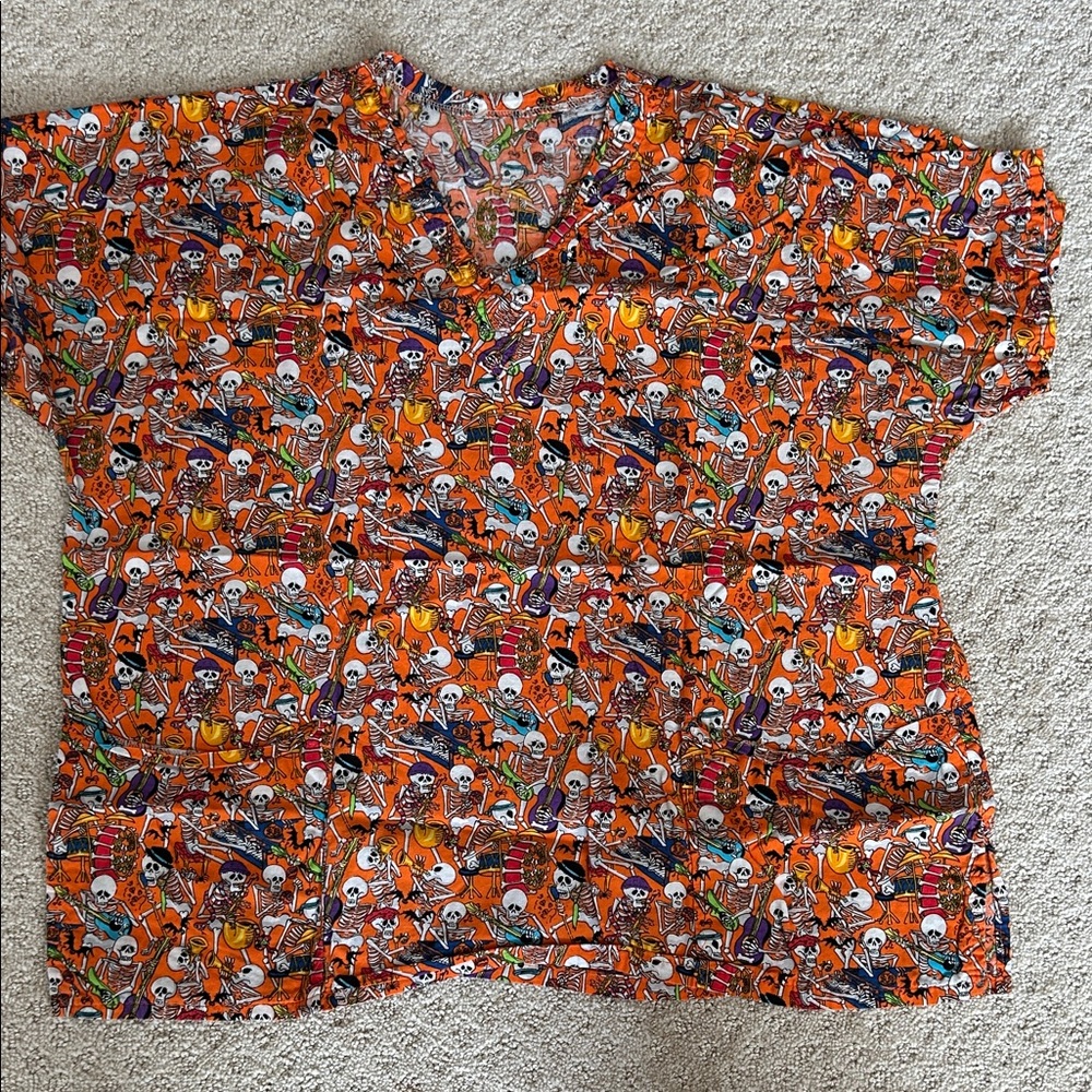 Halloween Themed Scrub Top